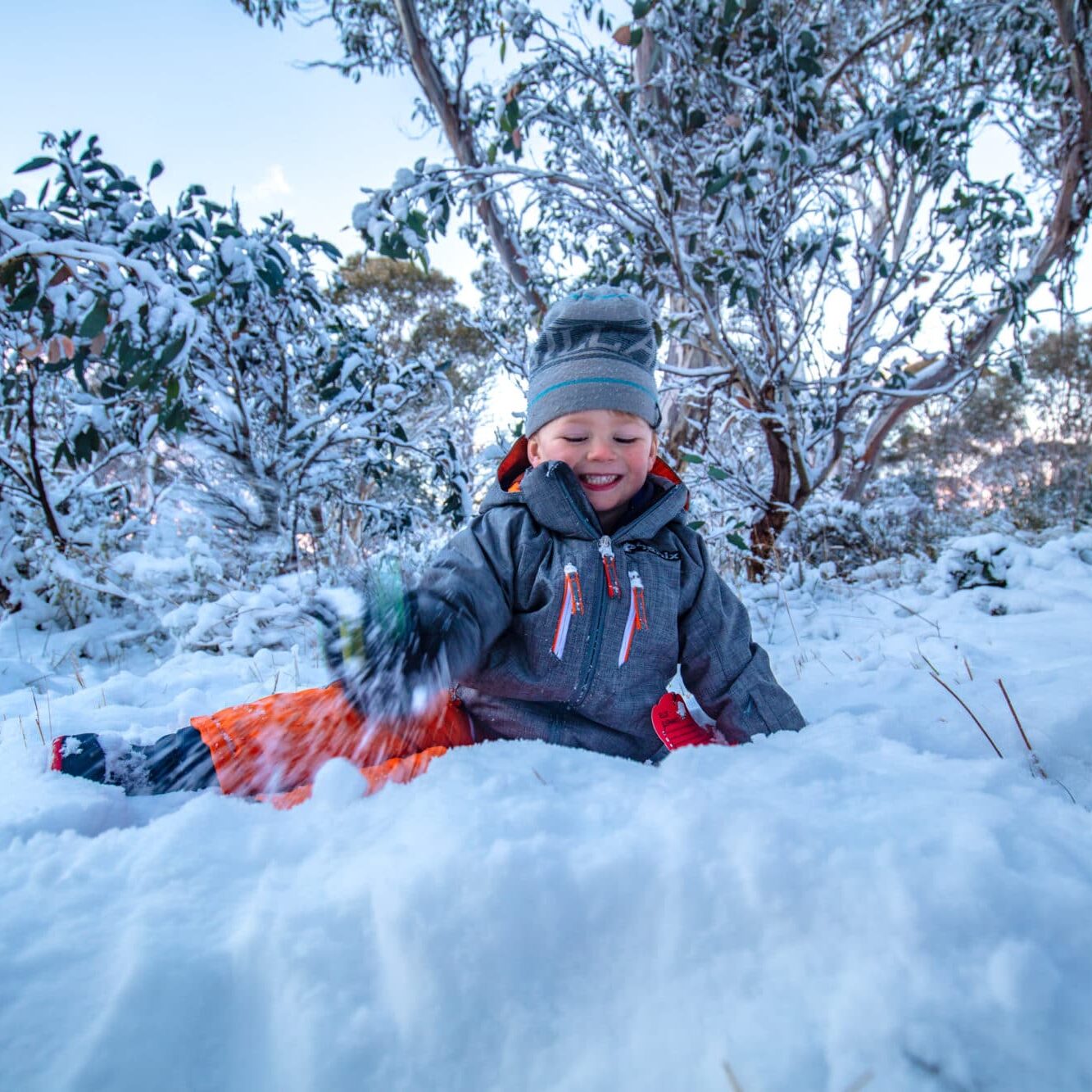 Dinner Plain Ethan testing fresh snow